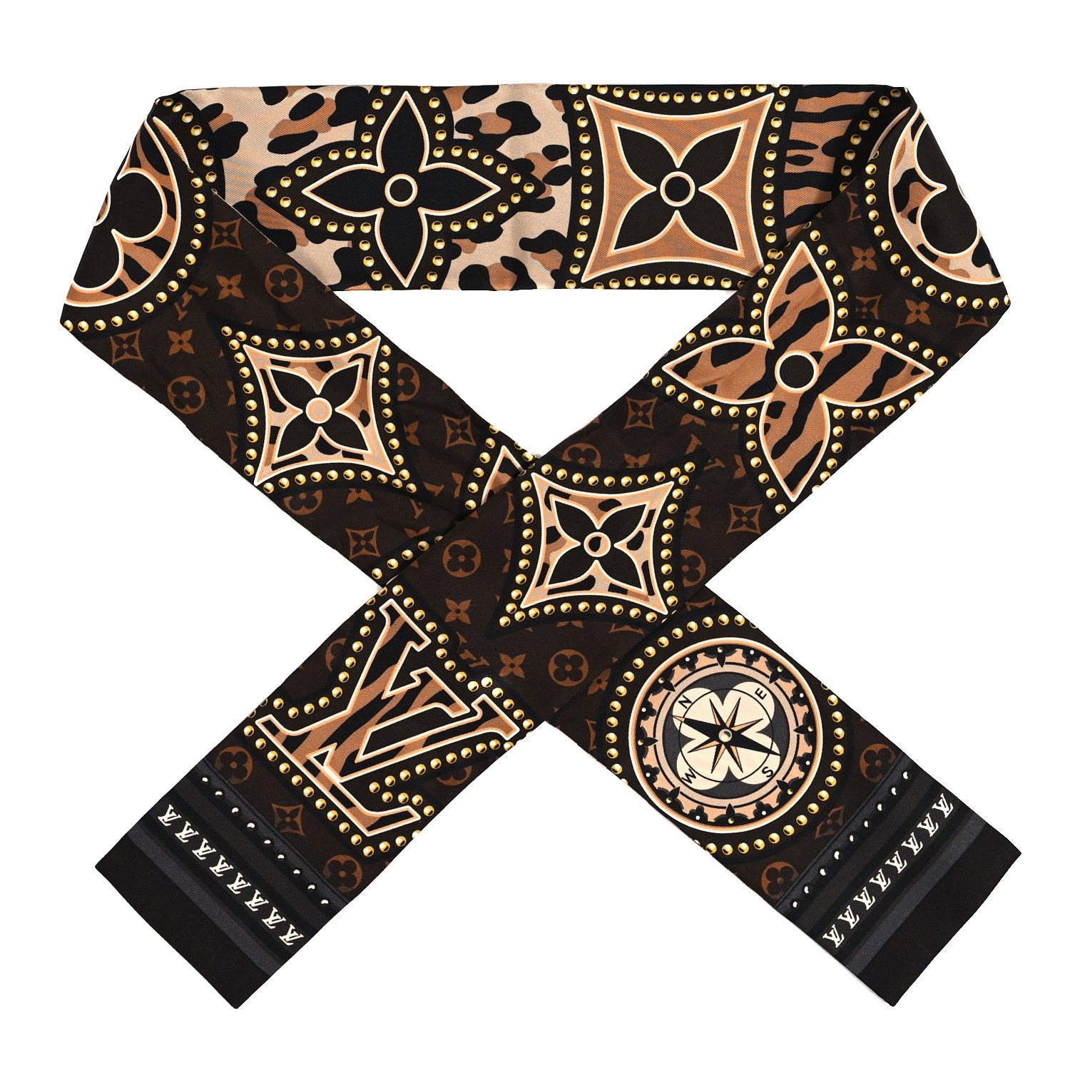 Louis Vuitton Silk Monogram LV World Bandeau Brown 1 of 4