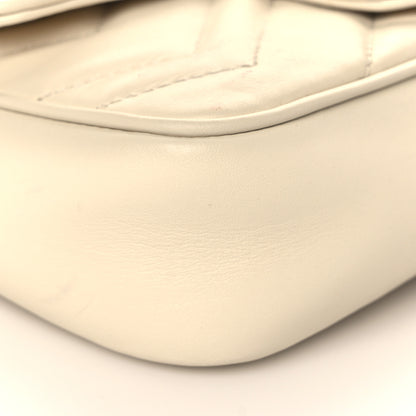 Gucci Calfskin Matelasse Super Mini GG Marmont Shoulder Bag White 8 of 9
