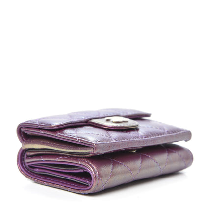Chanel Iridescent Lambskin Small Quilted Flap Wallet Purple 4 of 11