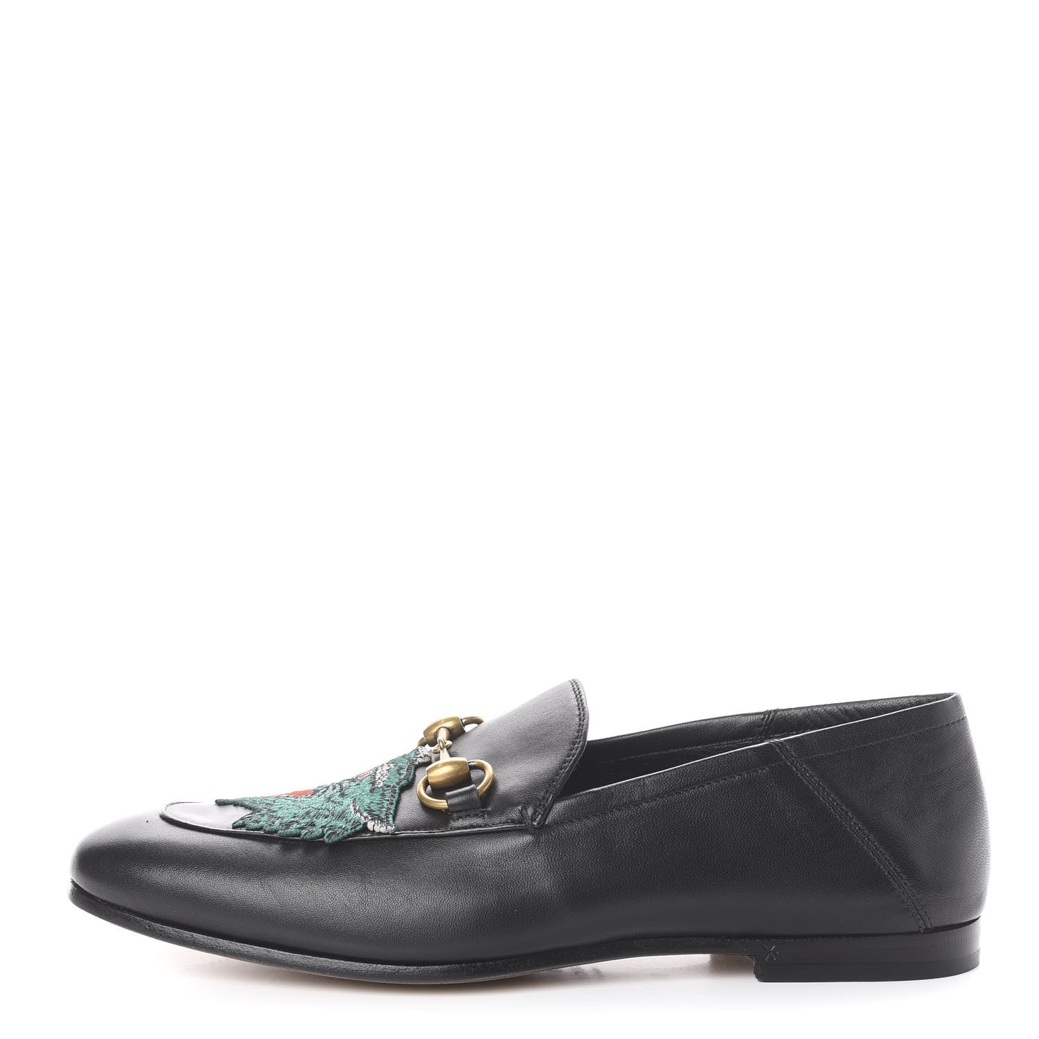 Gucci Lambskin Wolf Embroidered Mens Brixton Horsebit Loafers 6.5 Black 1 of 10