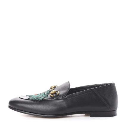 Gucci Lambskin Wolf Embroidered Mens Brixton Horsebit Loafers 6.5 Black 1 of 10