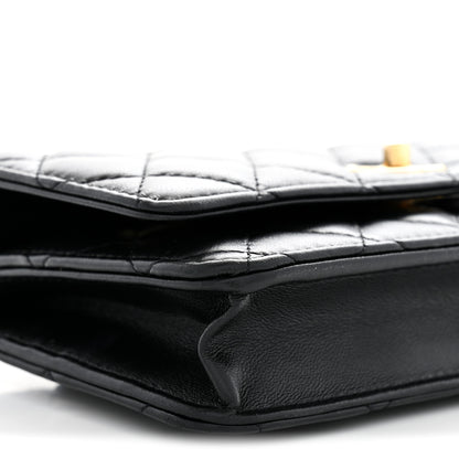 Chanel Lambskin Quilted Sweet Camellia Wallet on Chain WOC Black 9 of 12