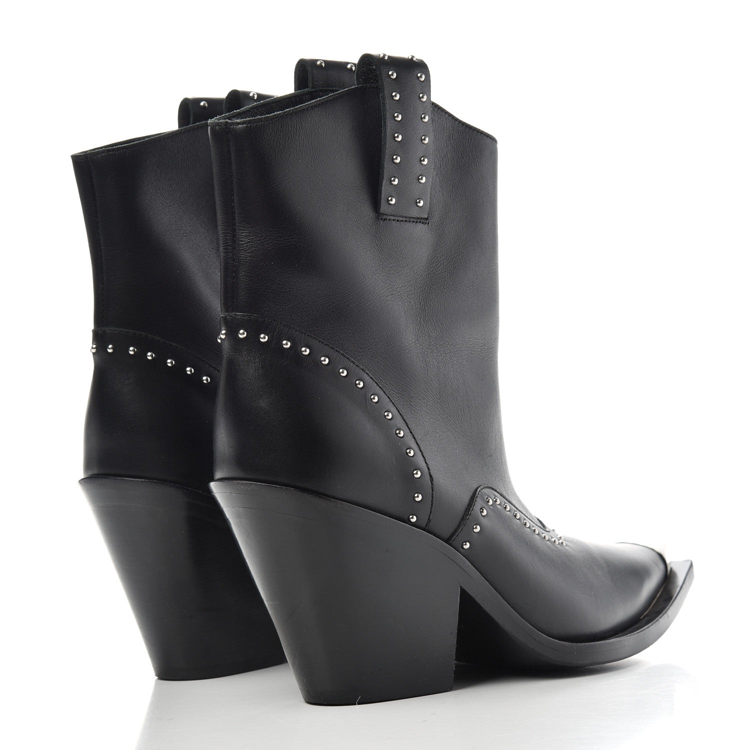 Givenchy Smooth Calfskin Studded Western Cap Toe Ankle Boots 38.5 Black 4 of 9