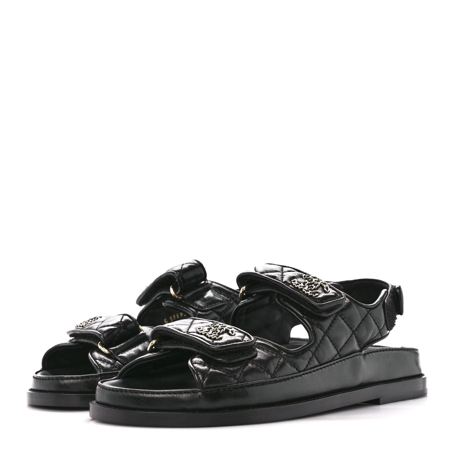 Lambskin Velcro Dad Sandals 36 Black