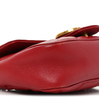 Gucci Calfskin Matelasse Super Mini GG Marmont Shoulder Bag Hibiscus Red 9 of 10