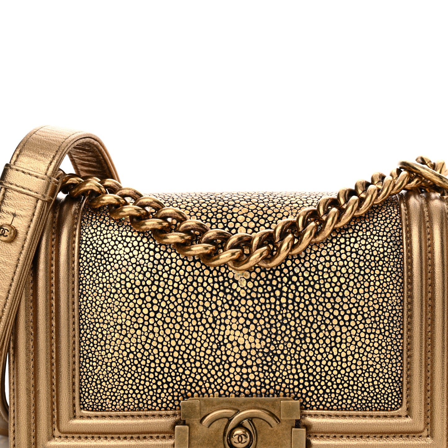 Galuchat Stingray Small Boy Flap Gold