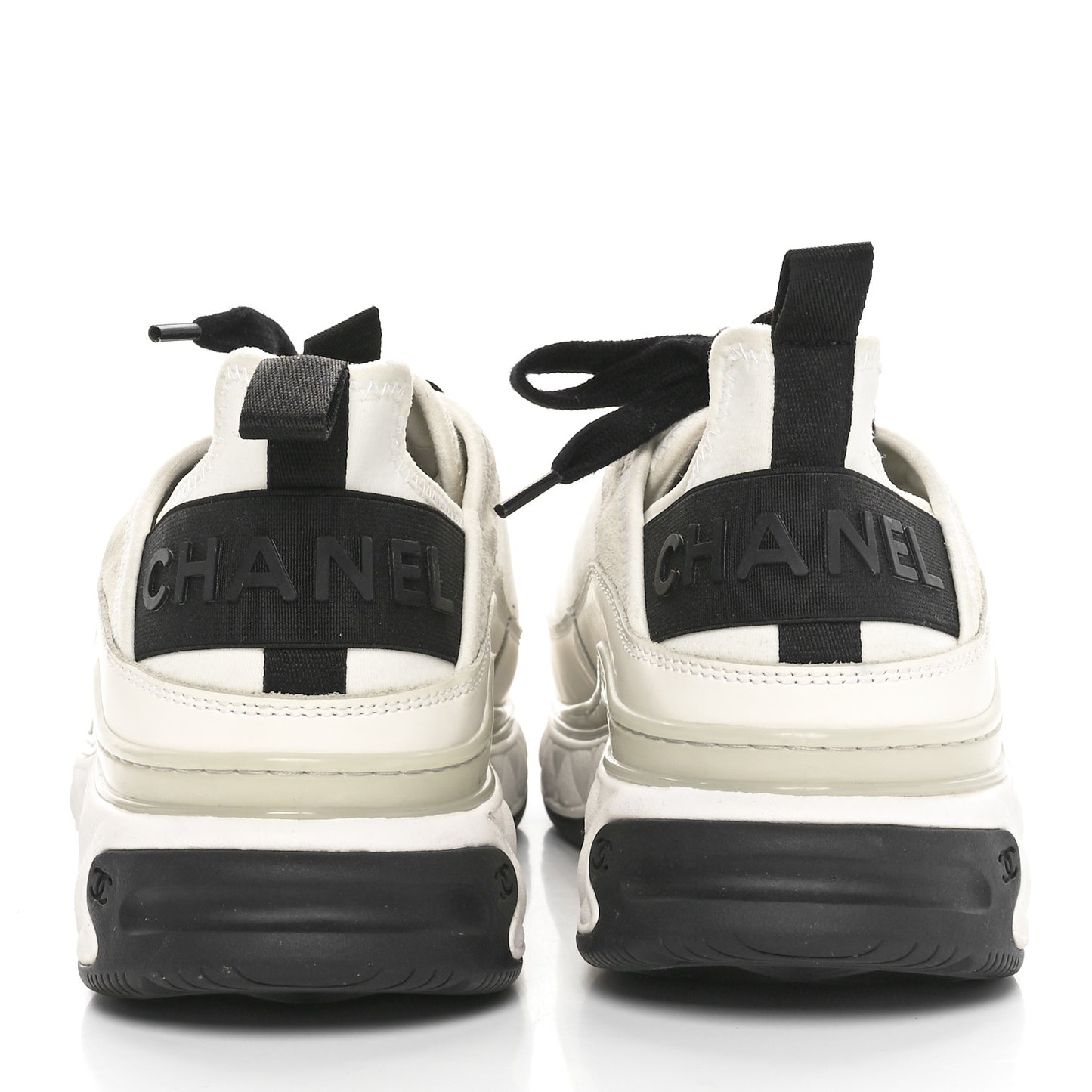 Velvet Calfskin Mixed Fibers CC Sneakers 39 Ivory Black