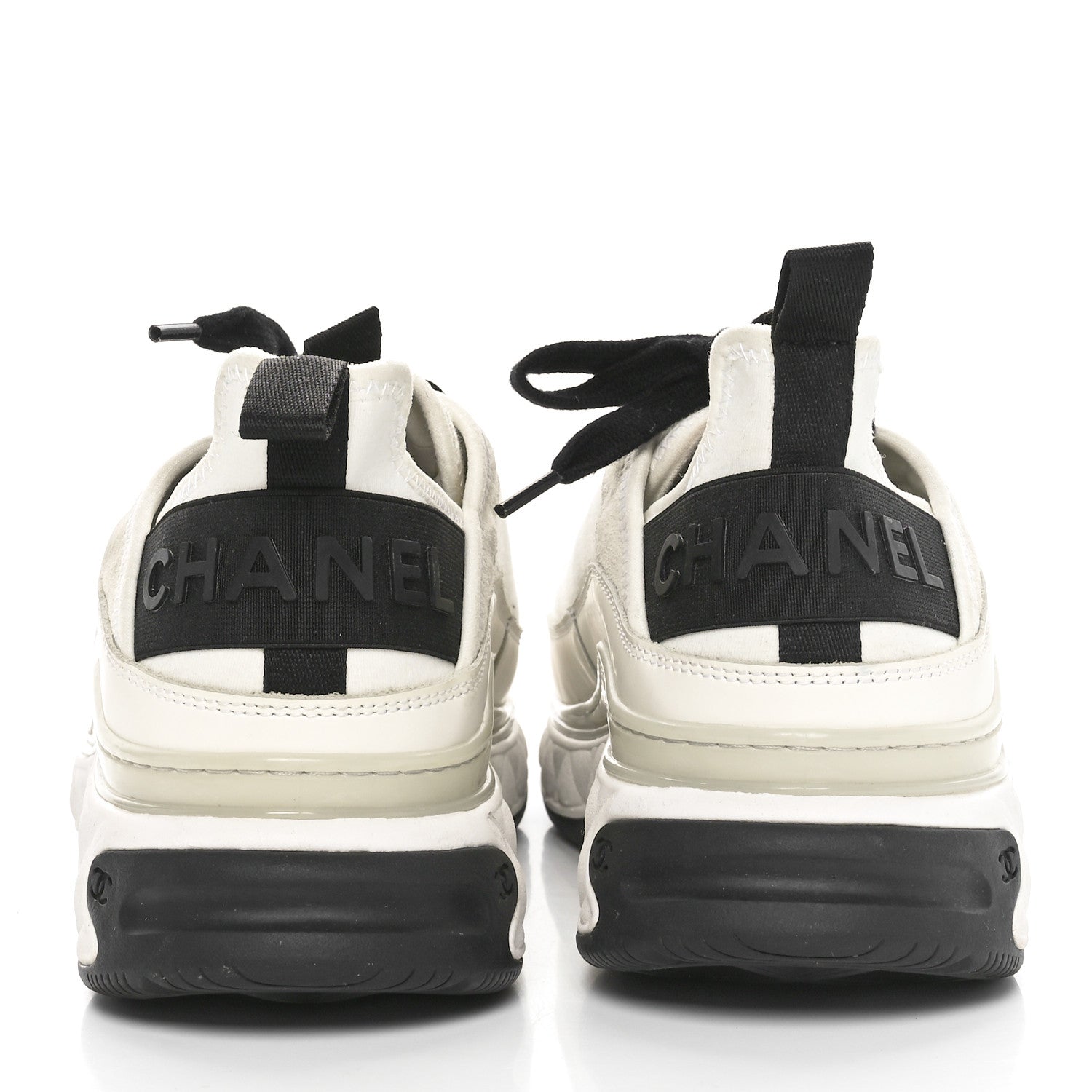 Chanel Velvet Calfskin Mixed Fibers CC Sneakers 39 Ivory Black 4 of 8