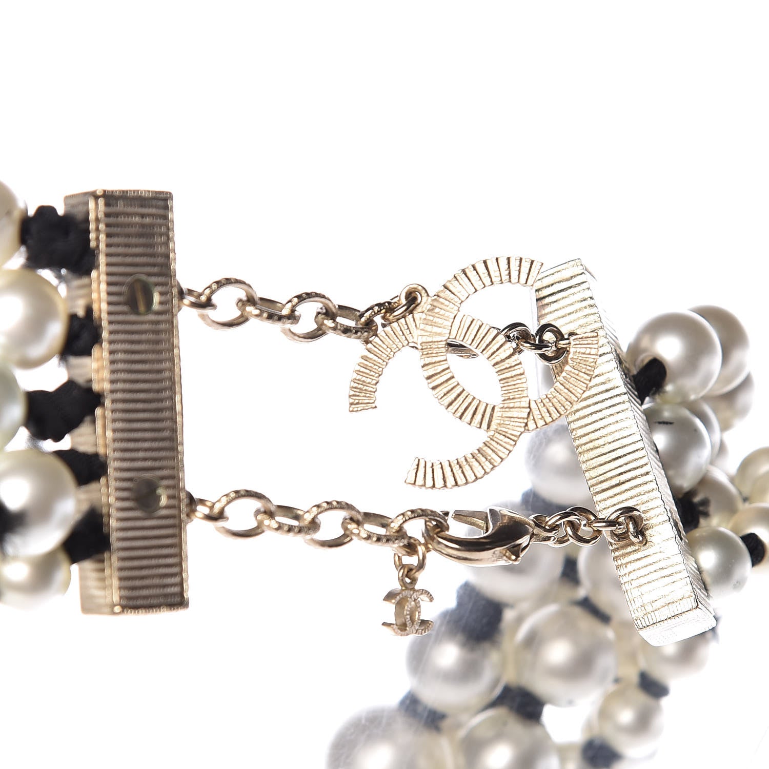Chanel Pearl Grosgrain CC Long Multistrand Necklace Gold 5 of 6