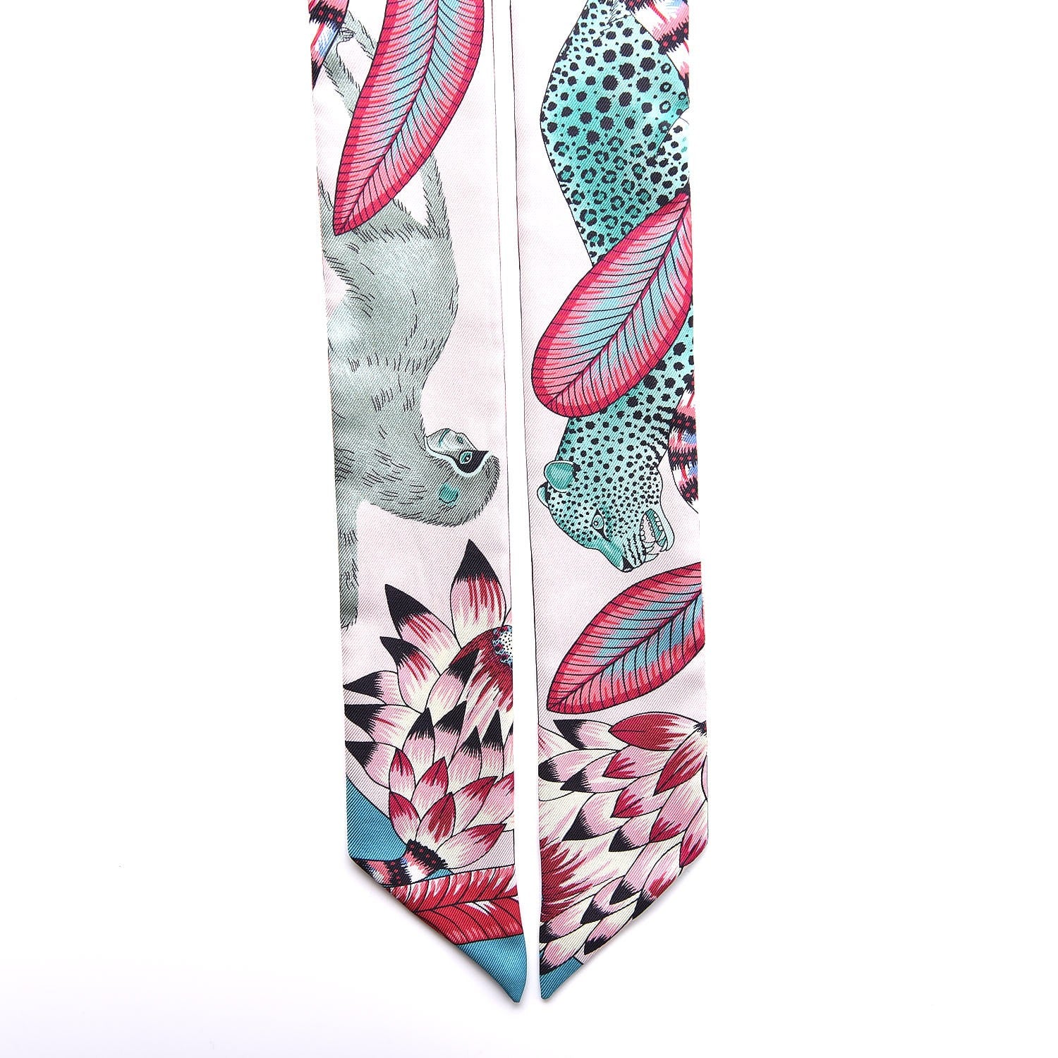 Hermes Silk Savana Dance Twilly Rose Nacre Vert Framboise 6 of 6
