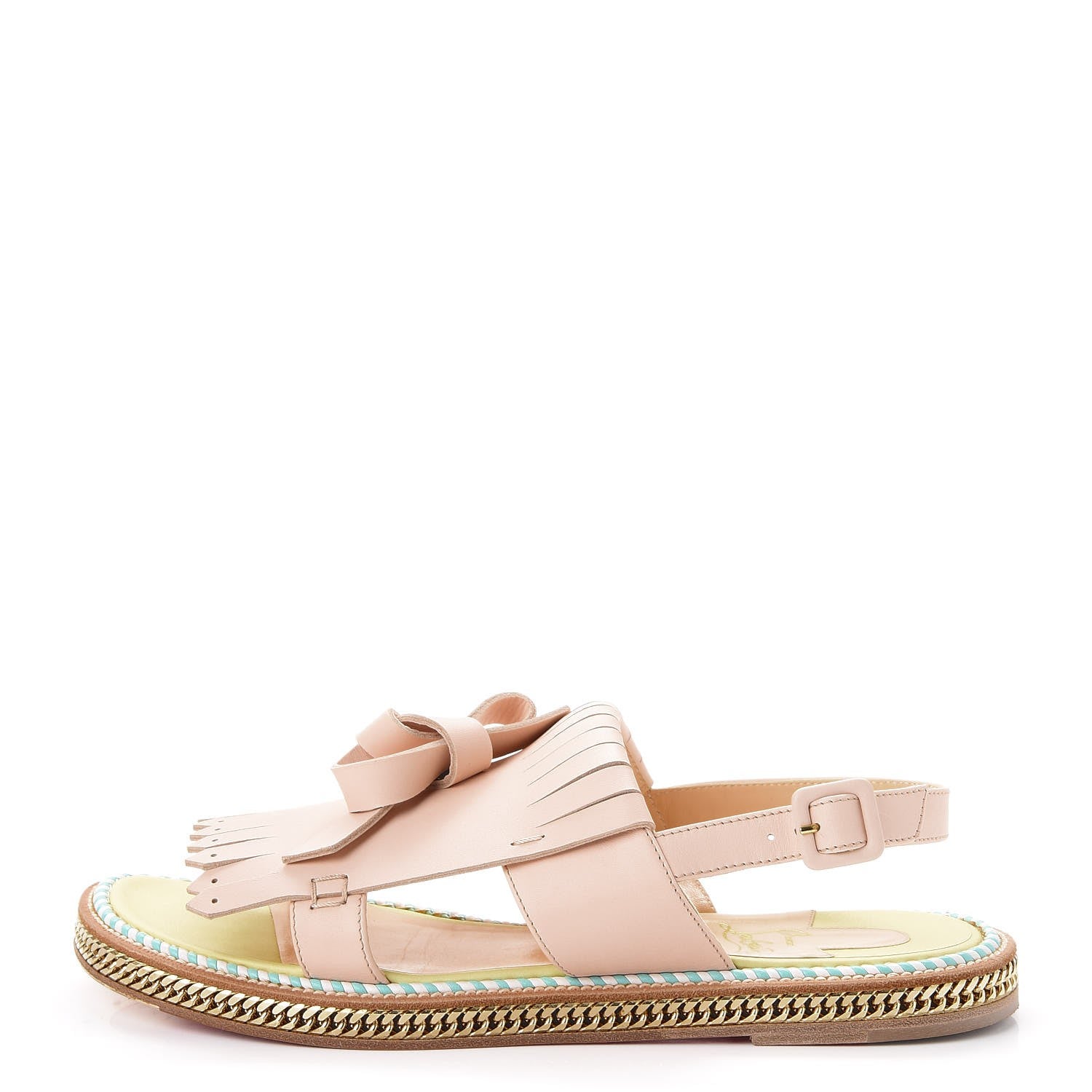 Christian Louboutin Calfskin Costa Nada Fringefront Sandals 40.5 Pink 1 of 11