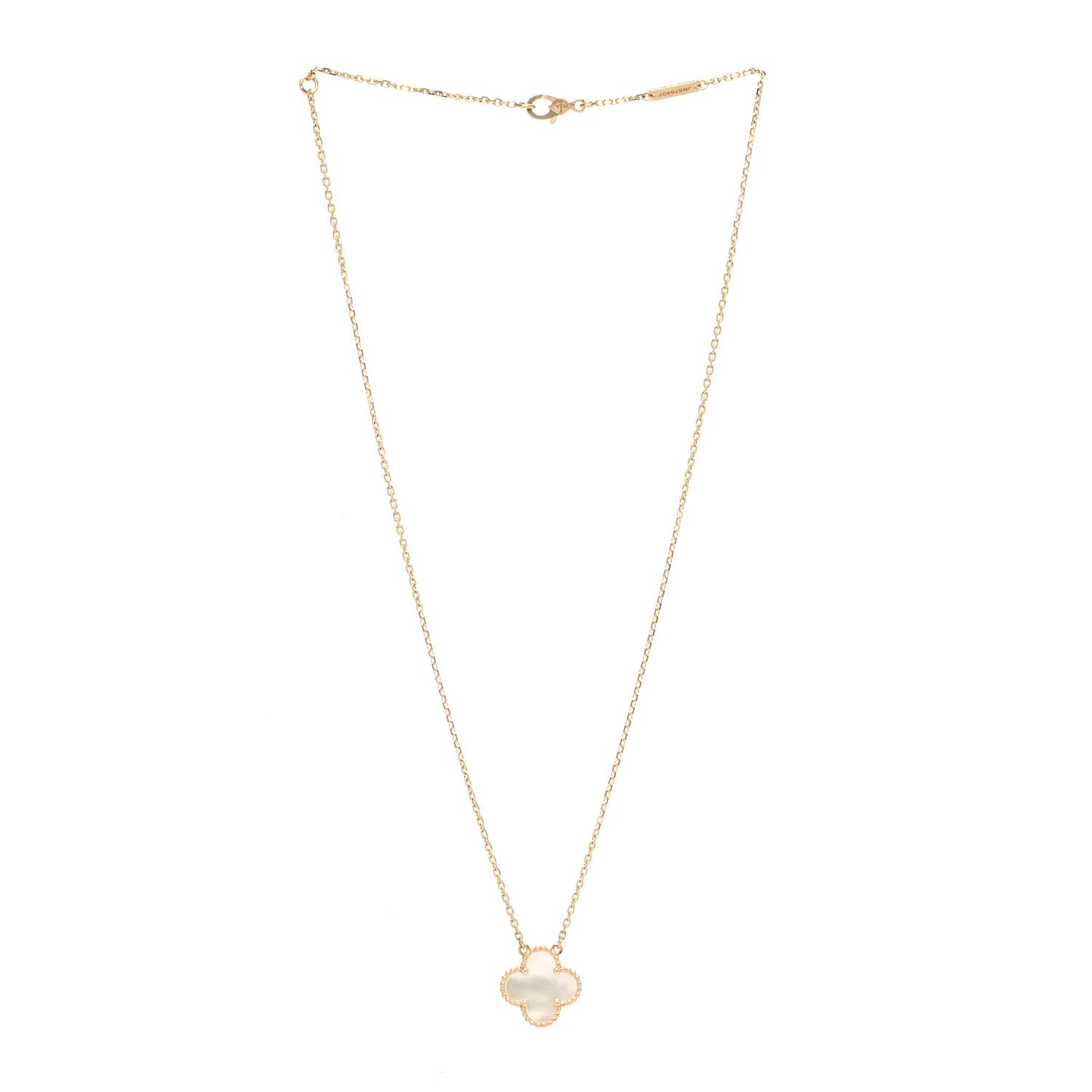 18K Yellow Gold Mother of Pearl Vintage Alhambra Pendant Necklace