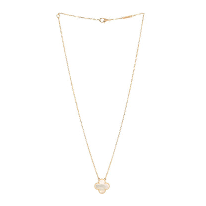Van Cleef & Arpels 18K Yellow Gold Mother of Pearl Vintage Alhambra Pendant Necklace 3 of 8