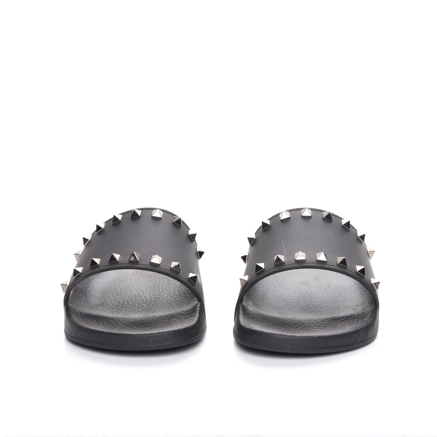 Valentino Garavani Rubber Rockstud Slide Sandals 41 Black 2 of 9