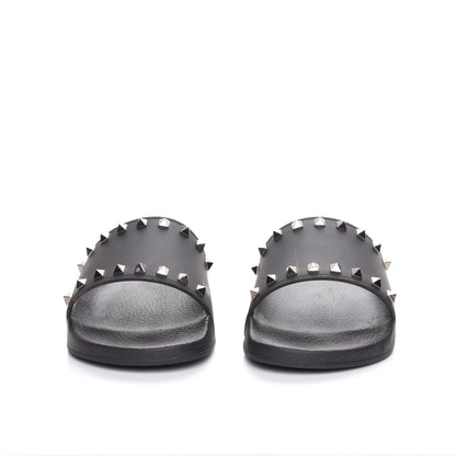 Valentino Garavani Rubber Rockstud Slide Sandals 41 Black 2 of 9