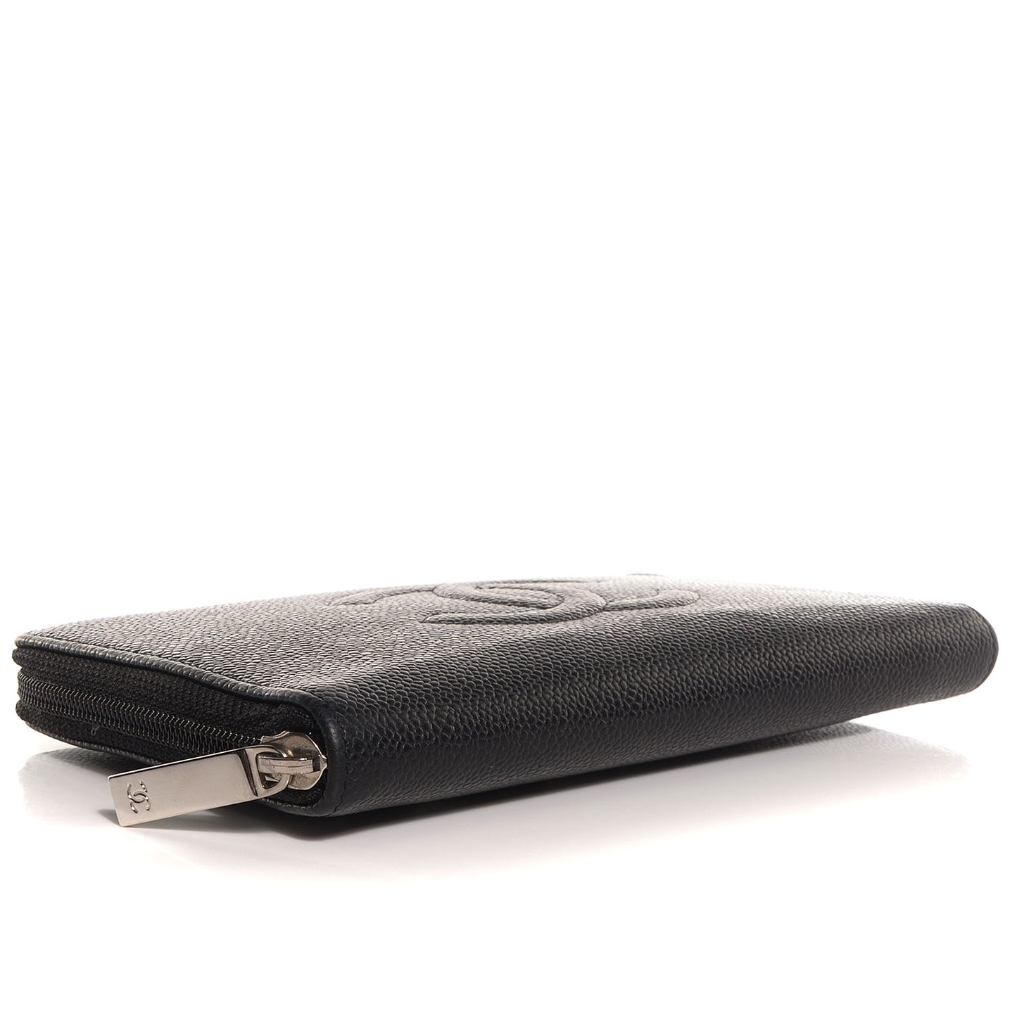Caviar CC Timeless Large Zip Around Wallet Black