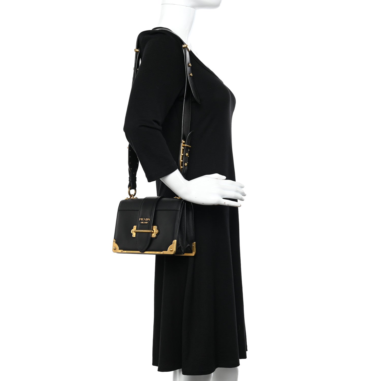 Prada City Calf Saffiano Cahier Bag Black 2 of 10