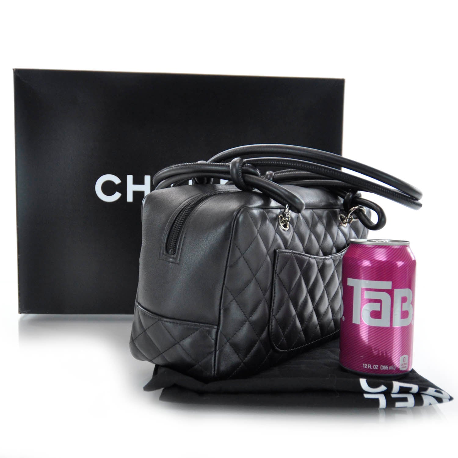 Chanel Calfskin Quilted Large Cambon Bowler Black White 3 of 8