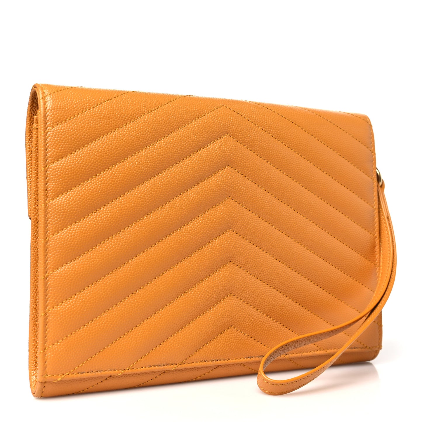 Grain De Poudre Matelasse Chevron Monogram Cassandre Flap Pouch Senape Yellow