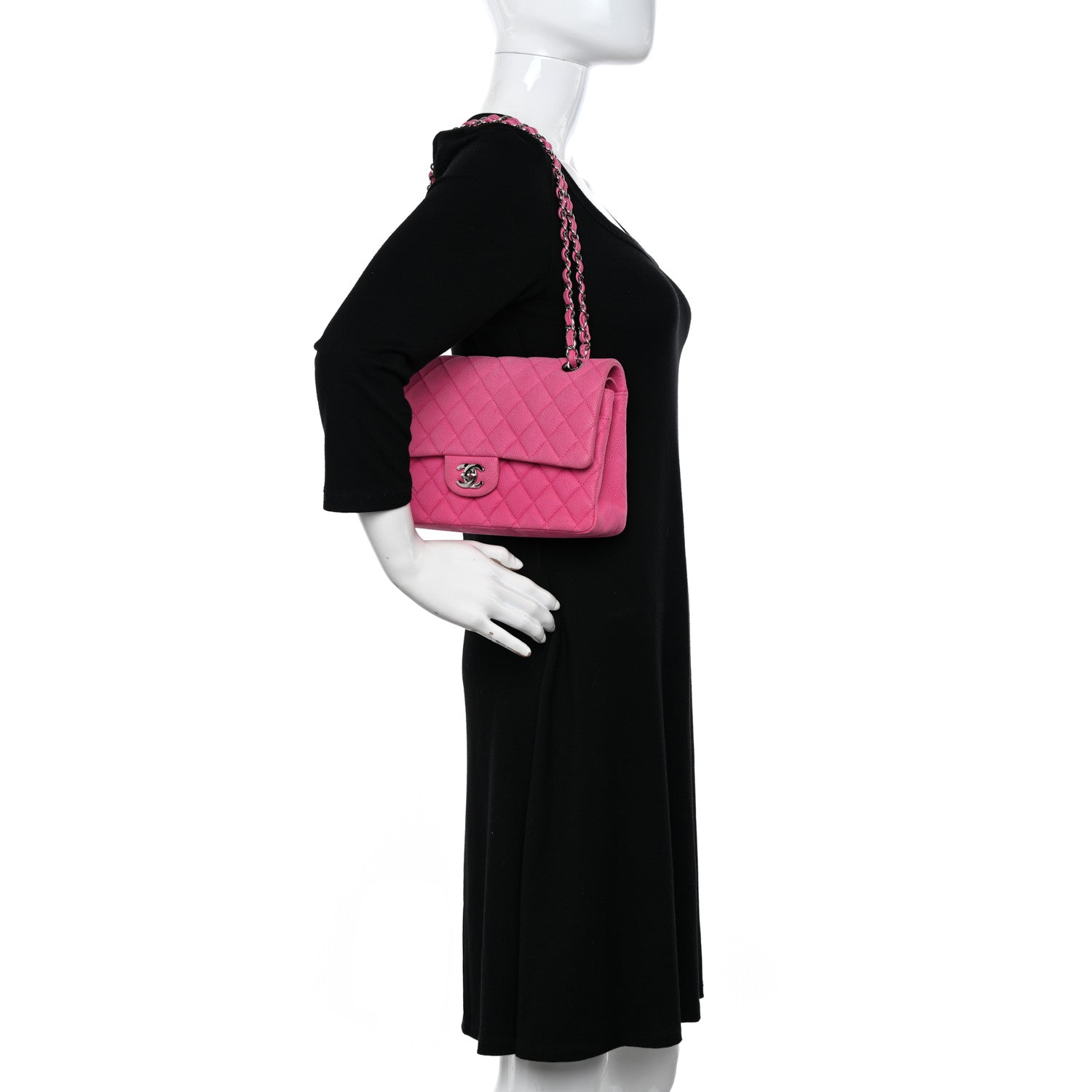 Chanel Iridescent Caviar Quilted Medium Double Flap Pink 2 of 16