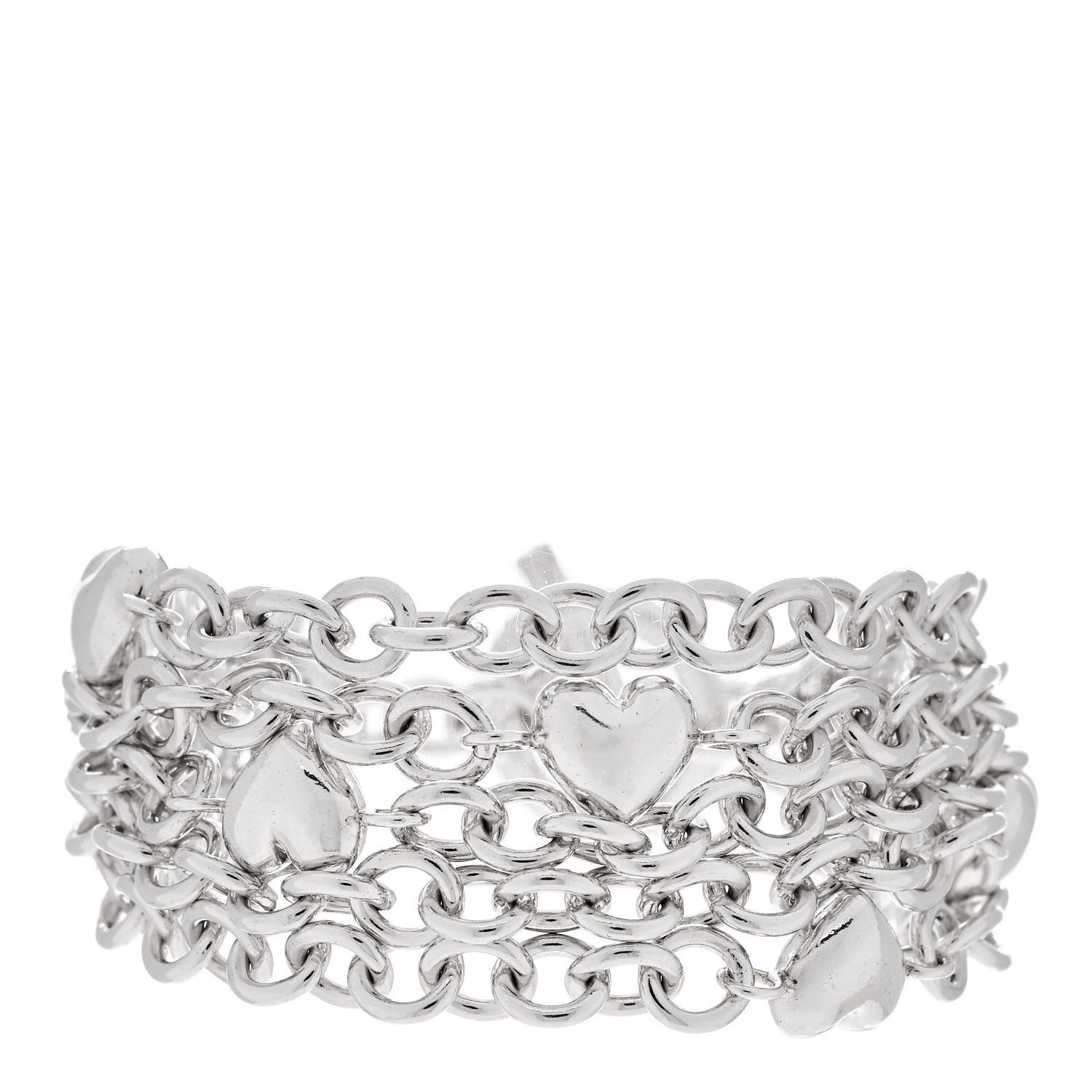 Tiffany Sterling Silver Multi Strand Puff Heart Bracelet 1 of 3