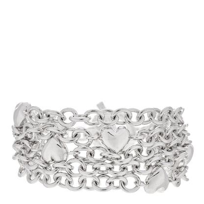Tiffany Sterling Silver Multi Strand Puff Heart Bracelet 1 of 3