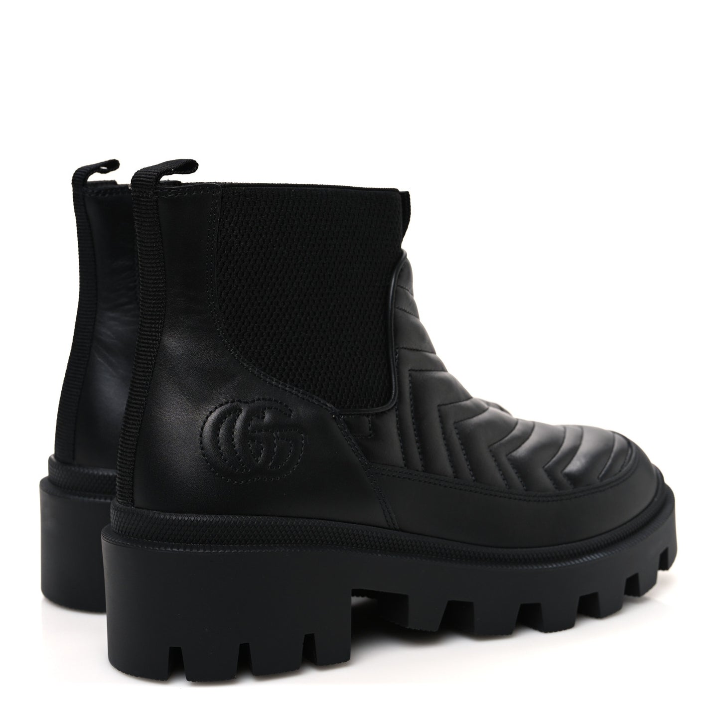 Calfskin Nappa Matelasse Frances Chelsea Boots 38.5 Black