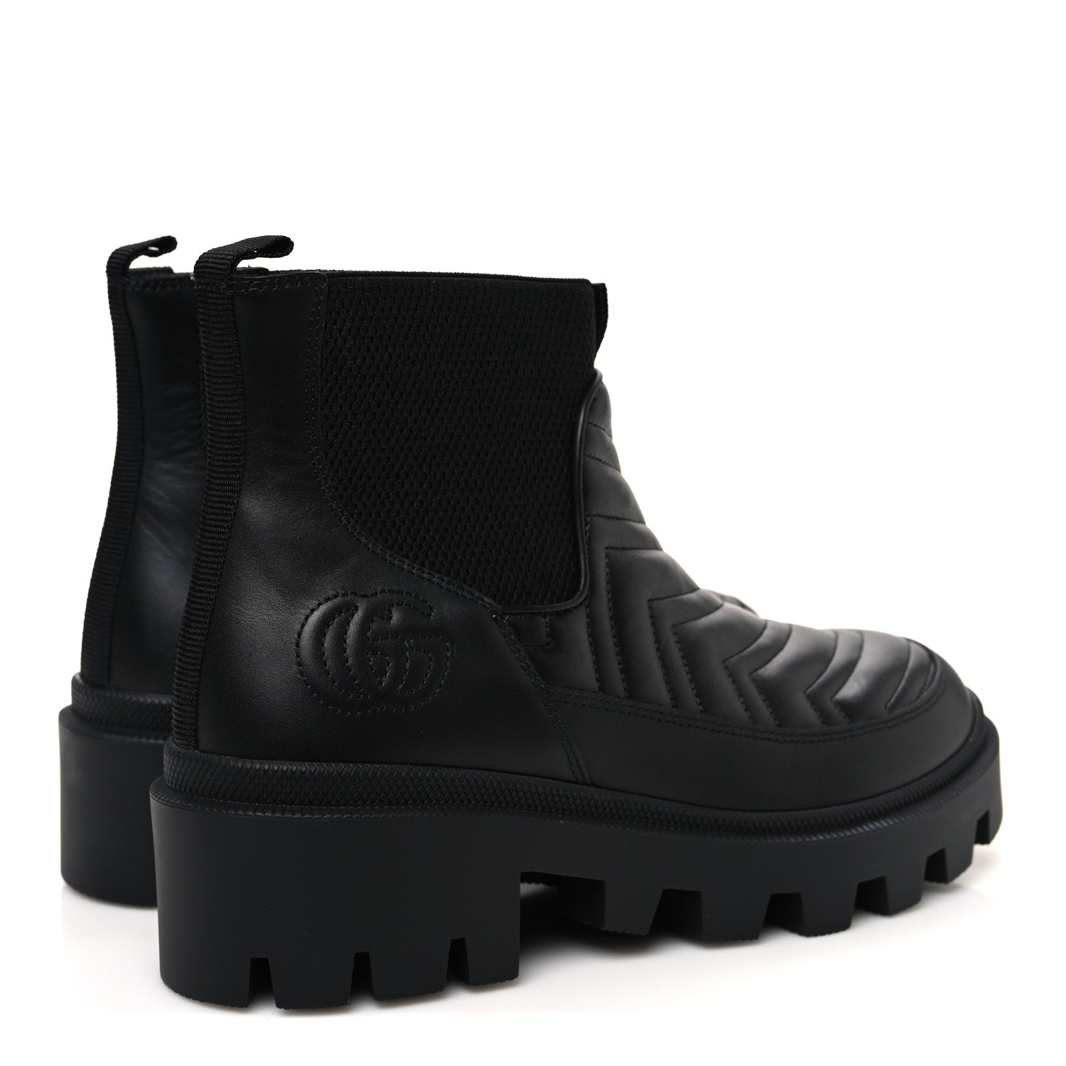 Gucci Calfskin Nappa Matelasse Frances Chelsea Boots 38.5 Black 5 of 13