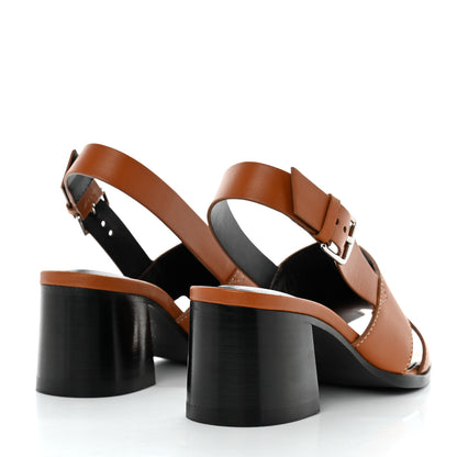 Hermes Calfskin Elbe 60 Sandals 35 Marron Glaise 4 of 9