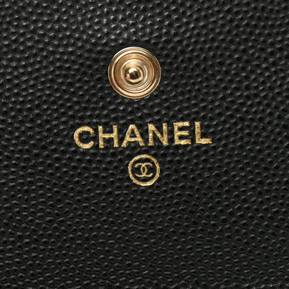 Chanel Caviar Quilted Crystal CC Large Gusset Flap Wallet Black 6 of 10