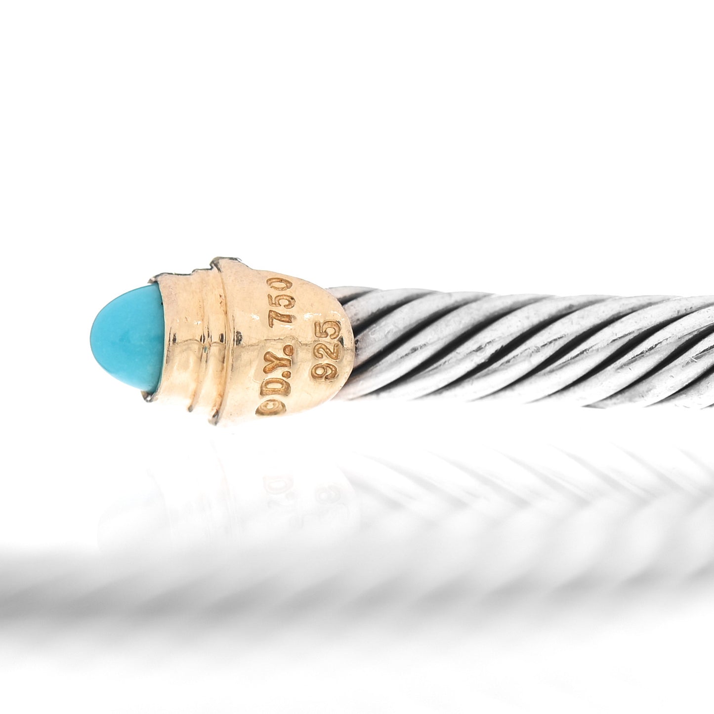 Sterling Silver 18K Yellow Gold Turquoise 4mm Cable Classics Bracelet