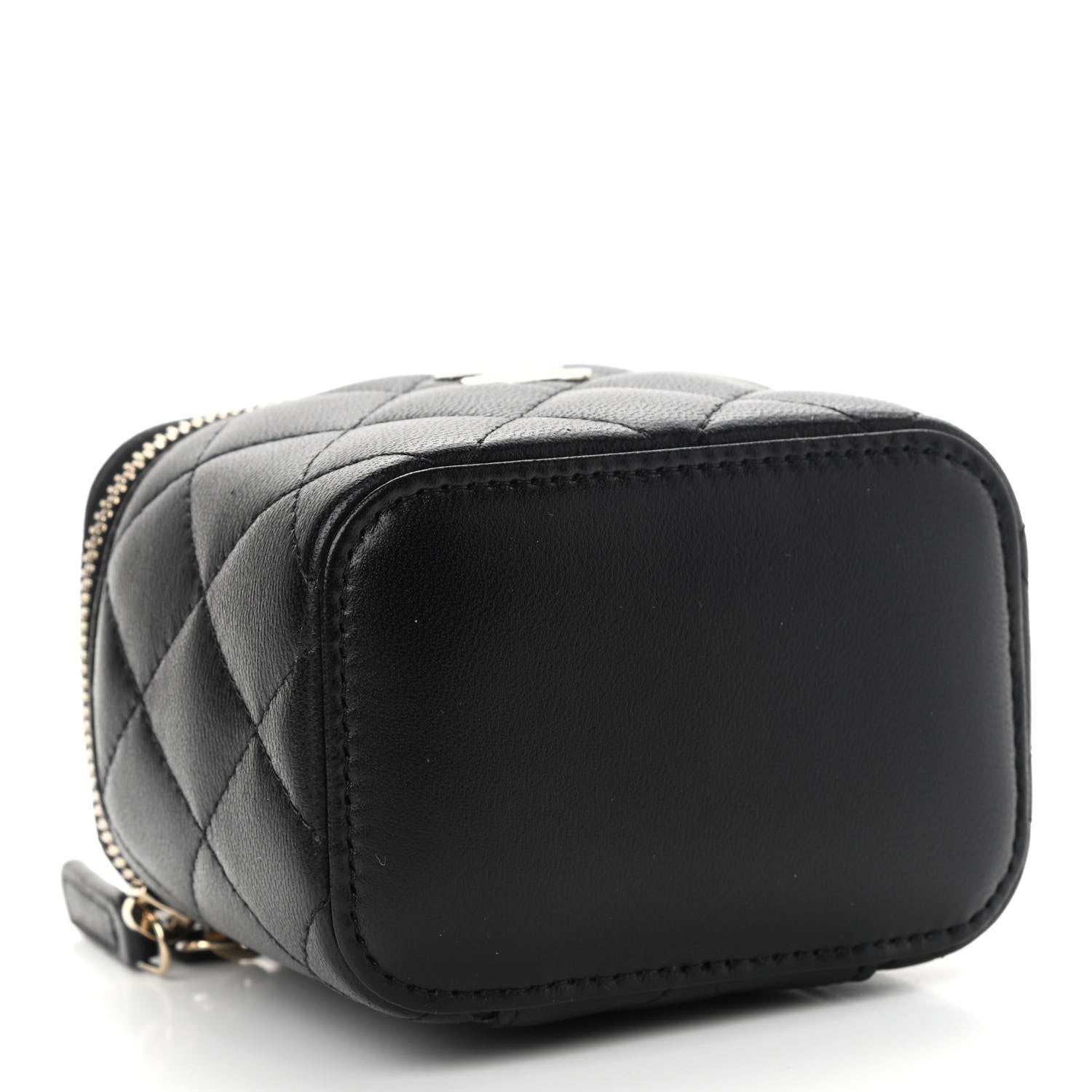 Chanel Lambskin Quilted Top Handle Mini Vanity Case With Chain Black 4 of 11