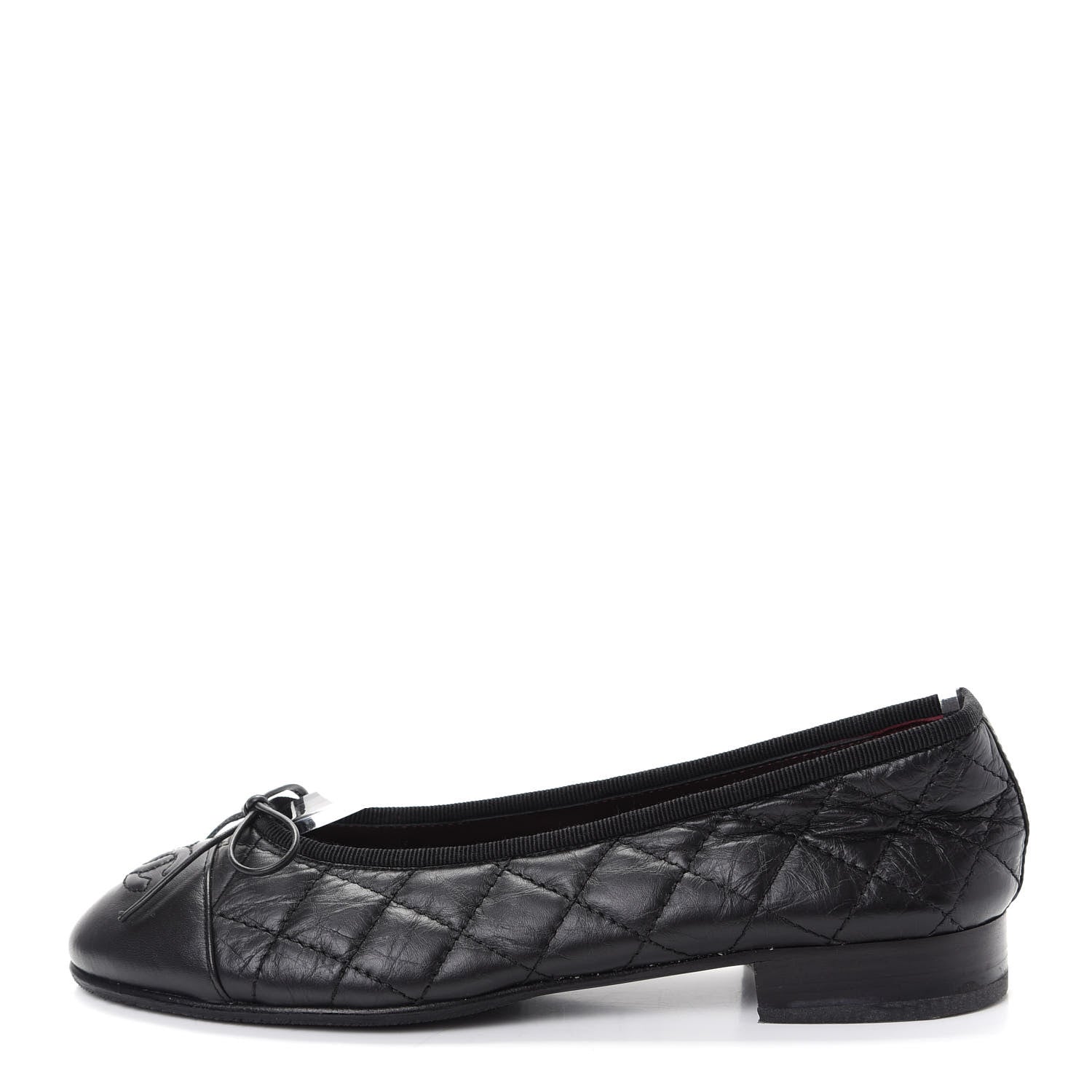 Chanel Aged Calfskin Quilted Cap Toe Ballerina Flats 35.5 Black 1 of 10