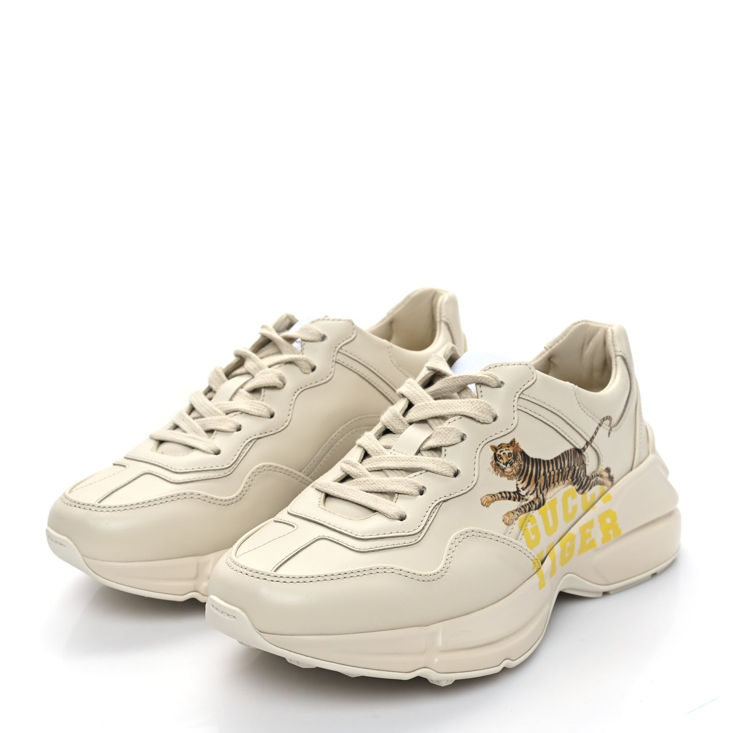 Calfskin Tiger Rhyton Sneakers 36.5 Ivory