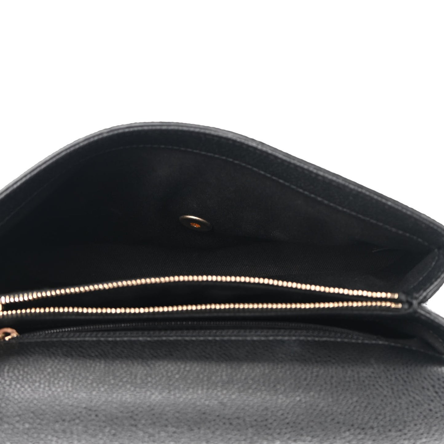 Grained Calfskin Small Stitched Flap Black