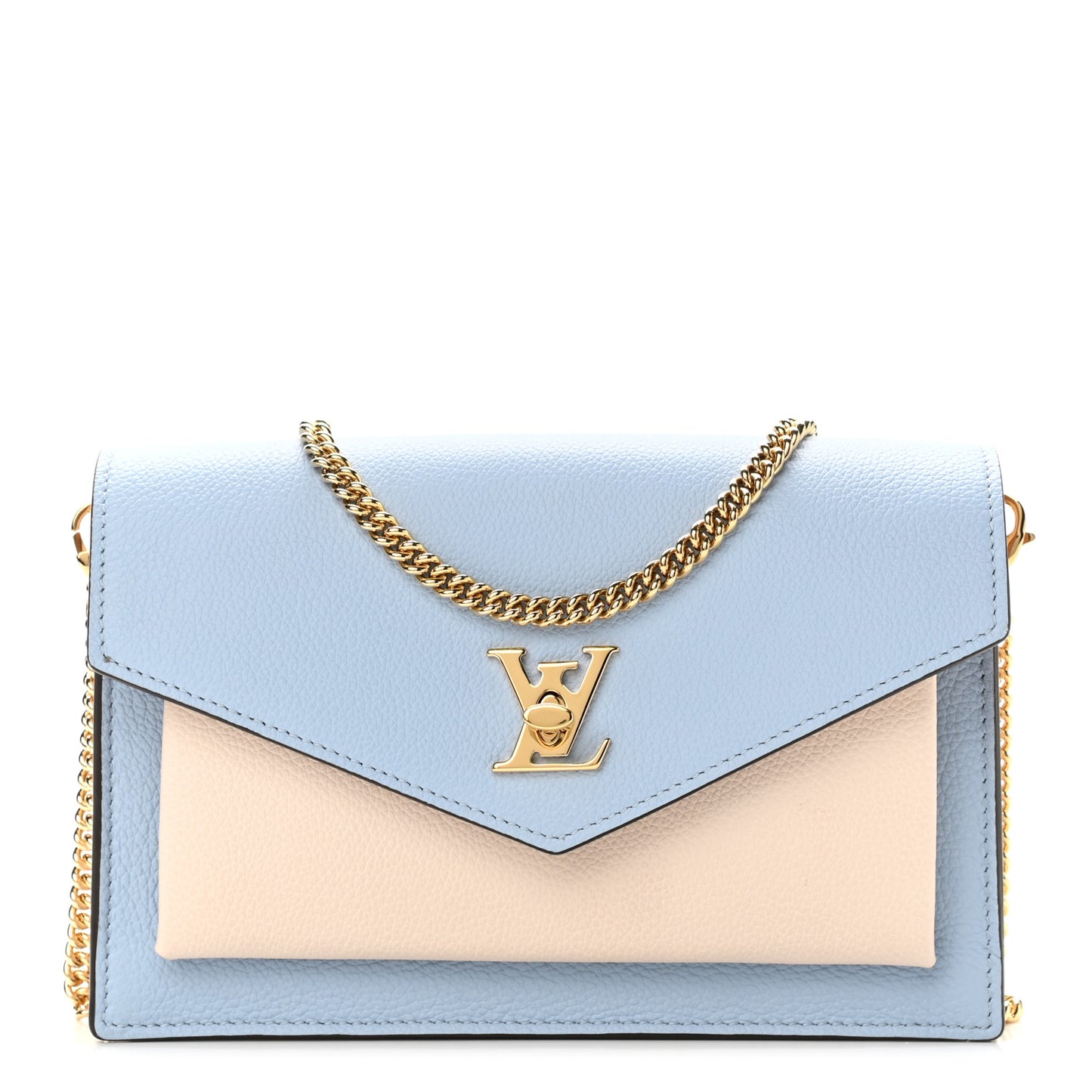 Calfskin My Lockme Chain Pochette Bleu Nuage