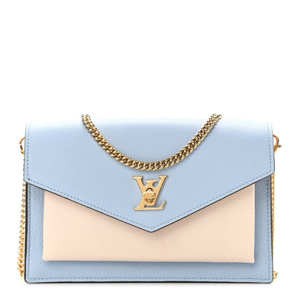 Louis Vuitton Calfskin My Lockme Chain Pochette Bleu Nuage 1 of 9