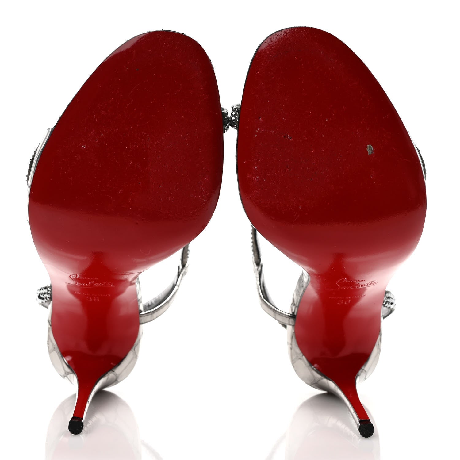 Christian Louboutin Metallic Nappa Embossed Crystal Rosalie 100 Sandals 36 Silver 5 of 8