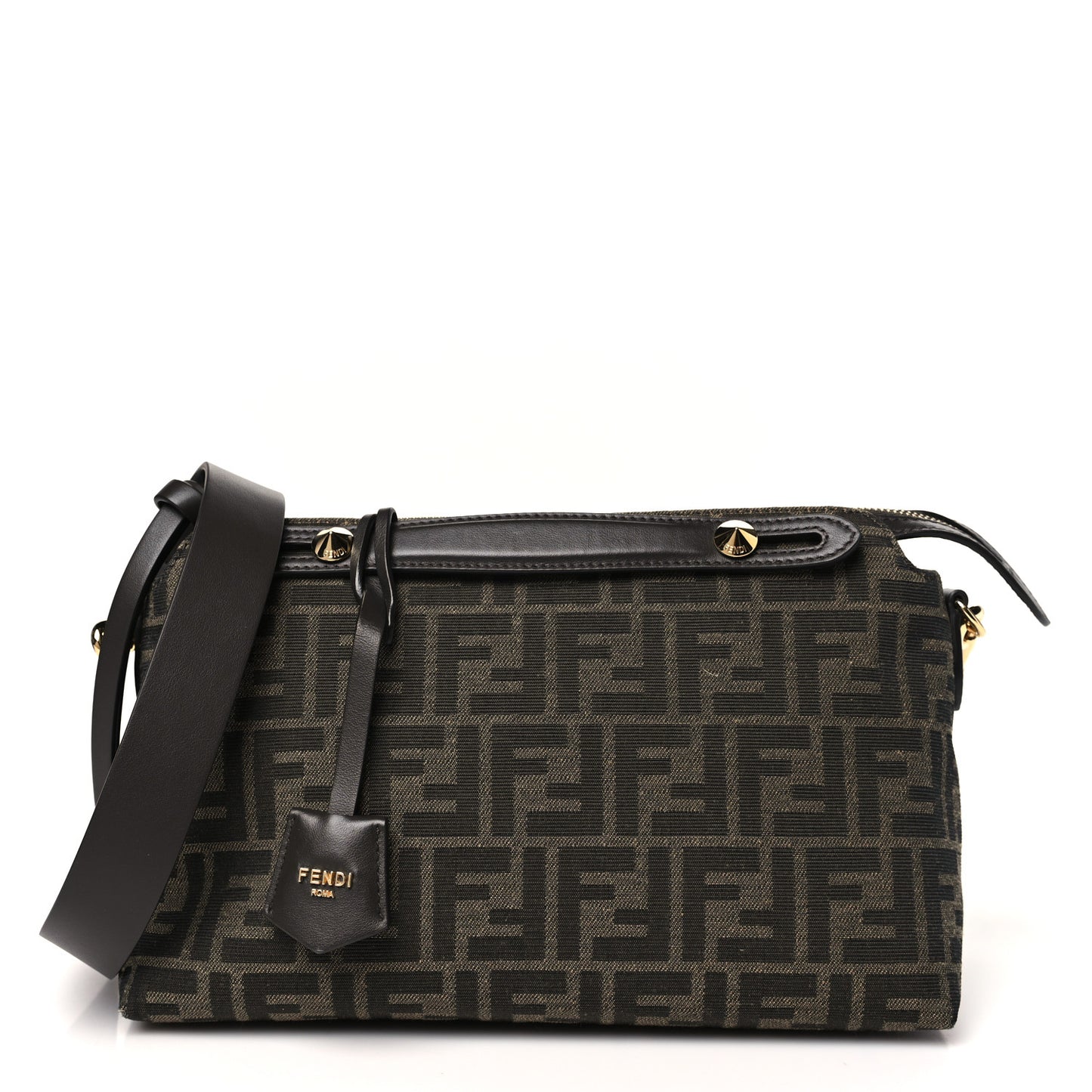 Vitello Grace Jacquard FF Medium By The Way Boston Bag Tobacco Moro Ebano