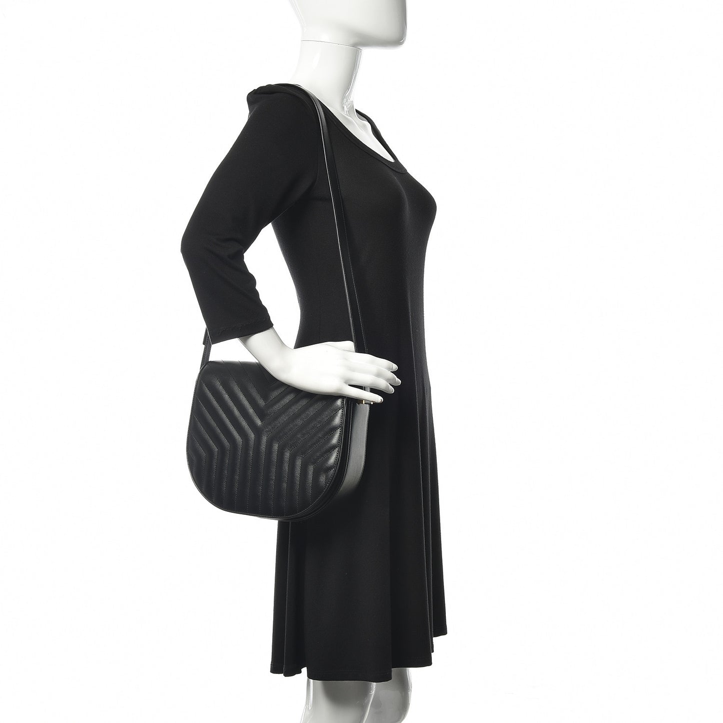 Calfskin Quilted Y Joan Satchel Black