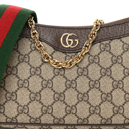 Gucci GG Supreme Monogram Textured Dollar Calfskin Web Small Ophidia GG Handbag Beige Ebony New Acero 7 of 10