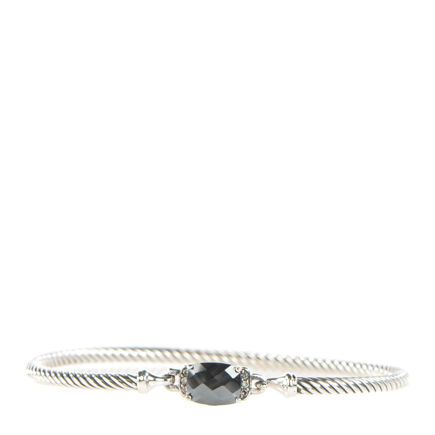 Sterling Silver Diamond Hematite 3mm Petite Wheaton Bracelet