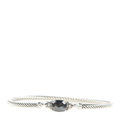 David Yurman Sterling Silver Diamond Hematite 3mm Petite Wheaton Bracelet 1 of 6