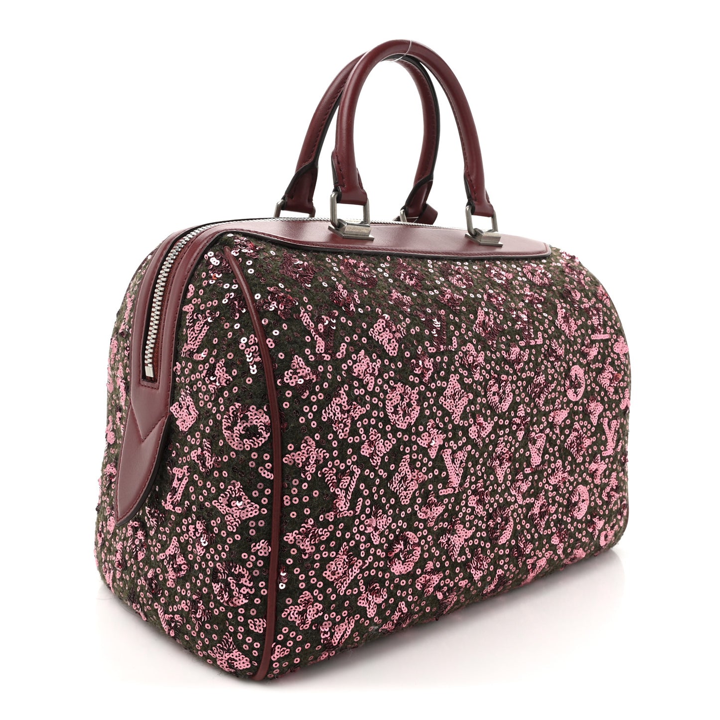 Sequin Monogram Sunshine Express Speedy Burgundy