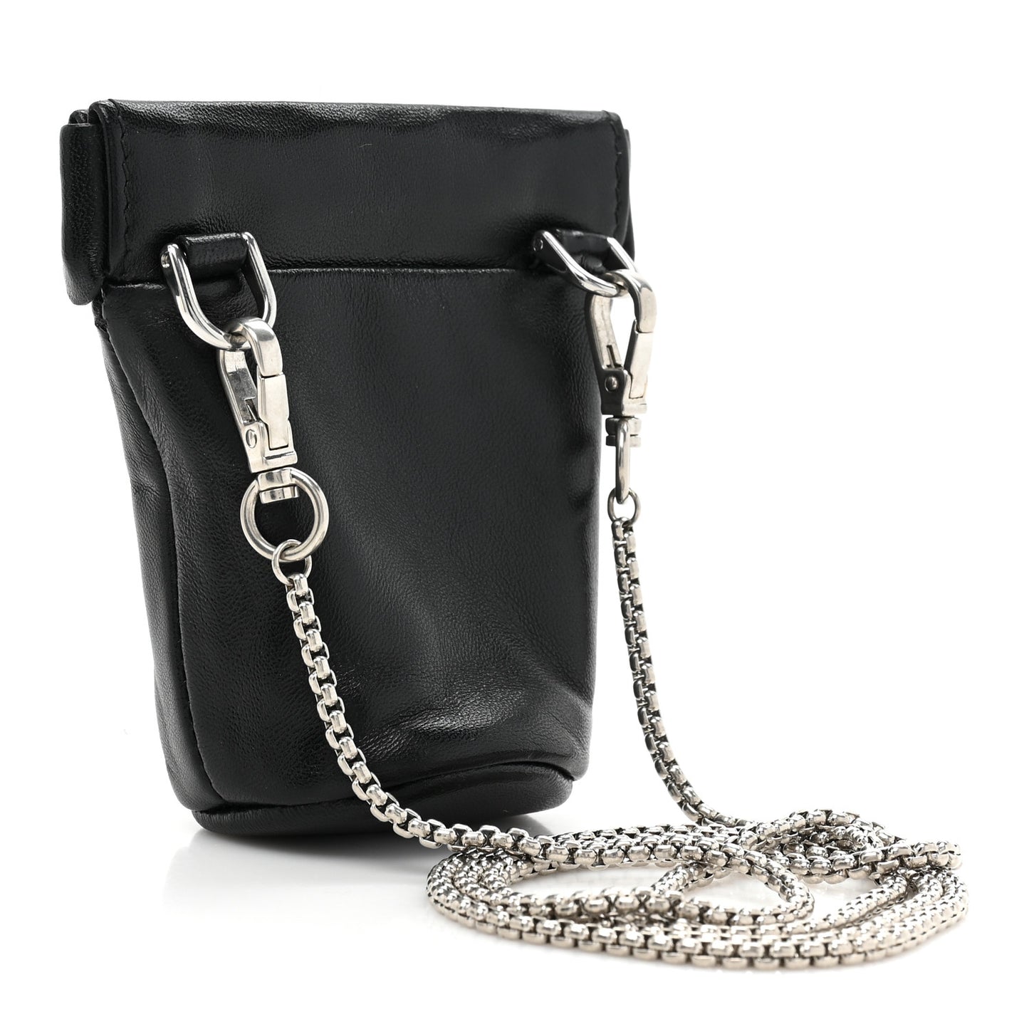 Nappa Re-Nylon Metal Triangle Logo Mini Bucket Crossbody Pouch Black