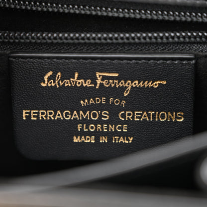 Salvatore Ferragamo Brushed Off Calfskin Iconic Top Handle Bag Black 6 of 10