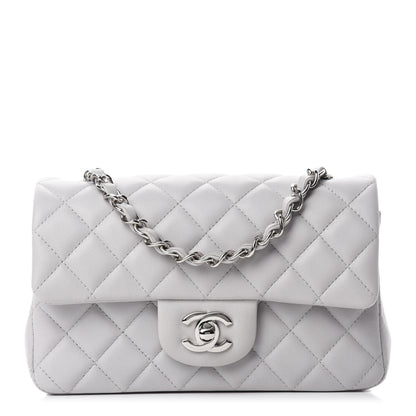 Chanel Lambskin Quilted Mini Rectangular Flap Grey 1 of 11