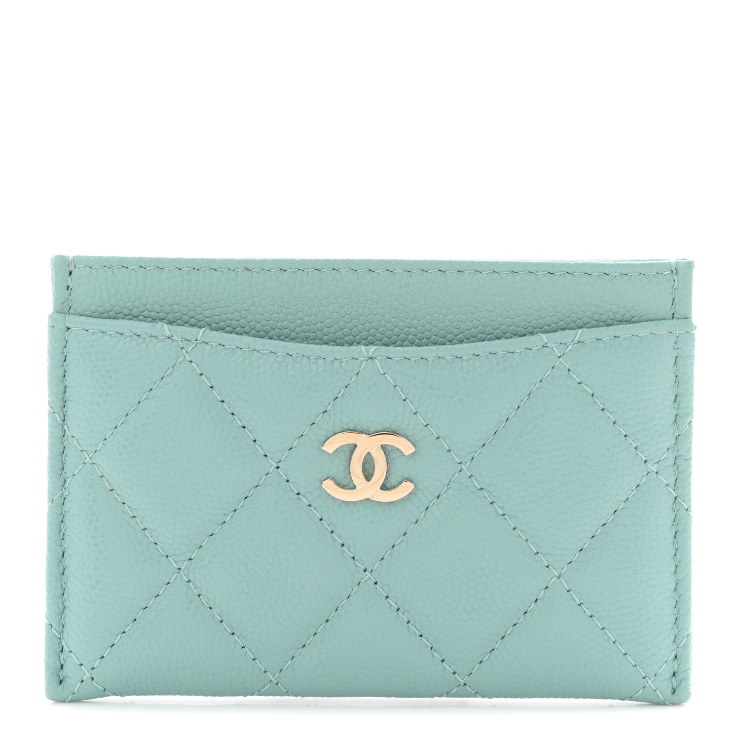 Chanel Caviar Quilted Card Holder Light Blue 1 of 7