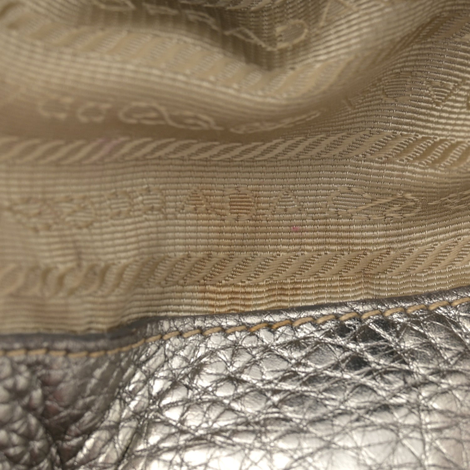 Prada Metallic Vitello Daino Side Pocket Hobo Acciaio 13 of 25