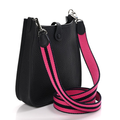 Hermes Taurillon Clemence Amazone Evelyne TPM Caban Rose Shocking Bleu Indigo 3 of 10